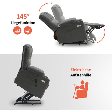 M MCombo Relaxsessel mit Aufstehhilfe & Liegefunktion, Fernsehsessel elektrisch verstellbar, TV Sessel mit Massage & Wrmefunktion, USB & Getrnkehalter, Mikrofaser, 7102EY (Mikrofaser, Dunkelgrau) M MCombo Relaxsessel mit Aufstehhilfe & Liegefunktion, Fernsehsessel elektrisch verstellbar, TV Sessel mit Massage & Wrmefunktion, USB & Getrnkehalter, Mikrofaser, 7102EY (Mikrofaser, Dunkelgrau)