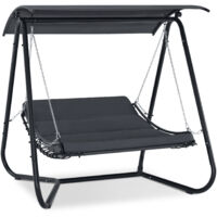 MCombo 3-Sitzer Hollywoodschaukel Mit Liegefunktion – Extra Dickes Sitzkissen, Silent-Haken, 360 Kg Belastung, 210x125x187 Cm, Dunkelgrau