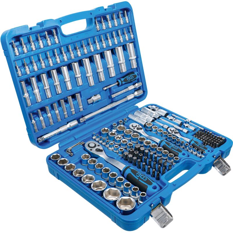Jeu De 4 Douilles Longues T-ONE PG86S 3/8" (9.5mm) - Argentées, SAE - Neuf Sous Blister
