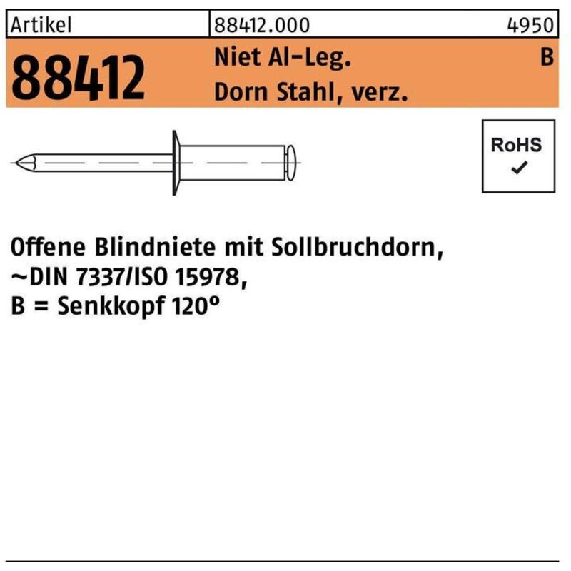 Rivet POP R 88412 Senkkopf