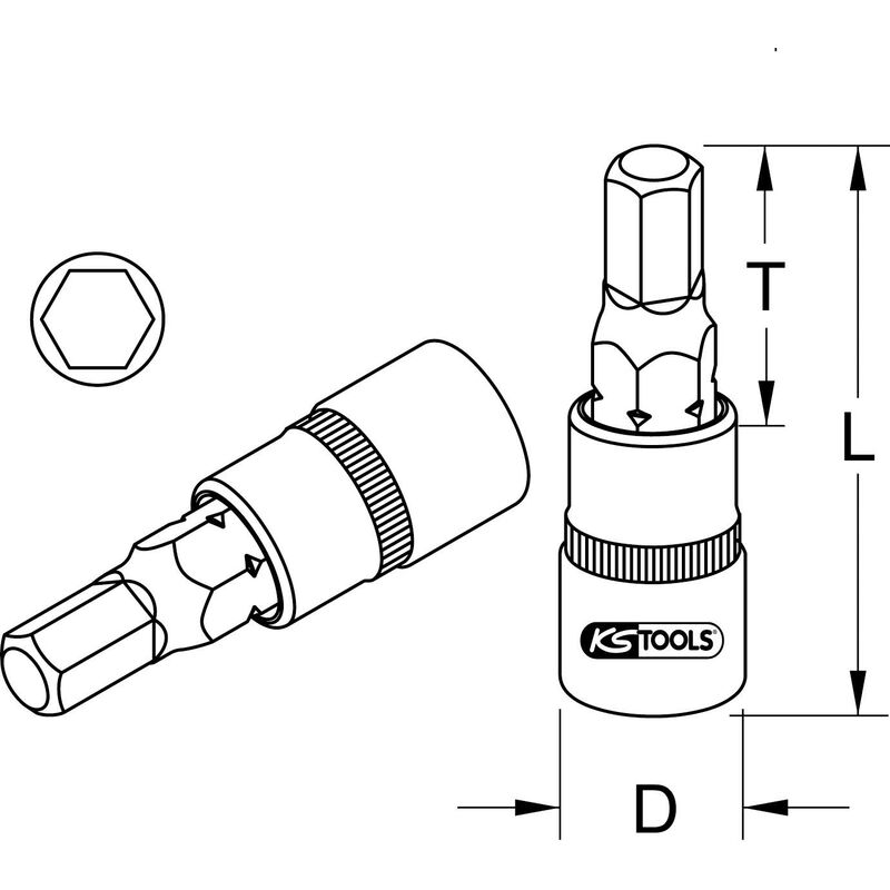 Douille cannelée 1-3/8 Z6 lg 130 mm