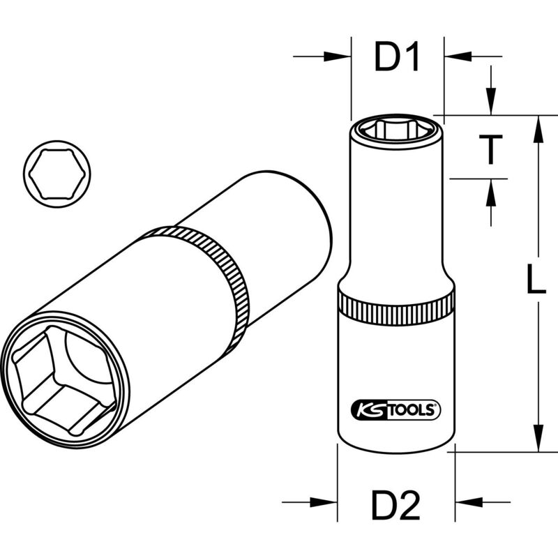Douille Longue KS Tools 917.3833 – 3/8, 6 Pans, 13 Mm, Acier Allié Haute Résistance - 2