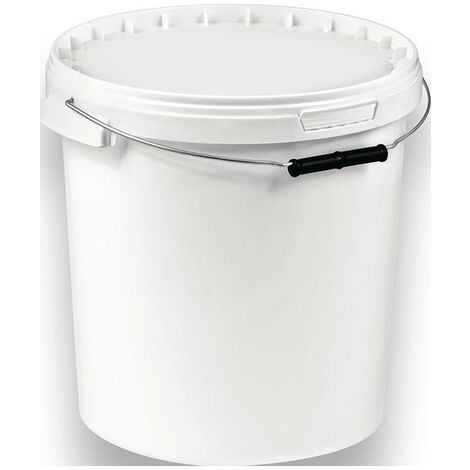 Seau 15 l PP blanc avec poignée et couvercle cloche D. 315 mm hauteur 290 mm