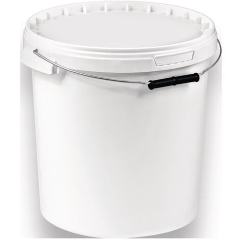 Seau 15 l PP blanc avec poignée et couvercle cloche D. 315 mm hauteur 290 mm