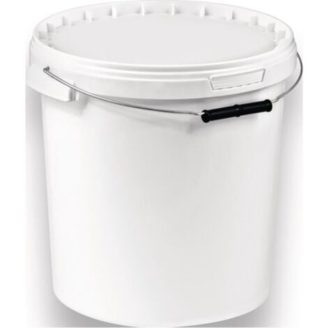 Seau 15 l PP blanc avec poignée et couvercle cloche D. 315 mm hauteur 290 mm