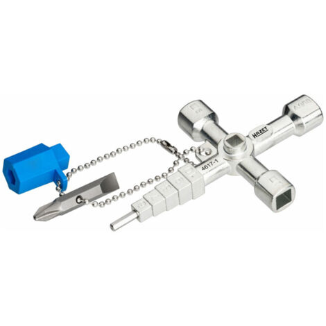 Clé Universelle Pour Armoire électrique Chaîne Courte KS Tools - Adaptateur Pour Embouts DIN 3126 / C 6,3, Dimensions 72x72 Mm