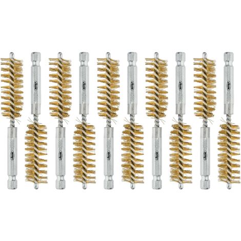 QWORK 5 Pièces Brosses En Fil Laiton - Brosses à Gril Long Manche Pour Rouille Et Peinture