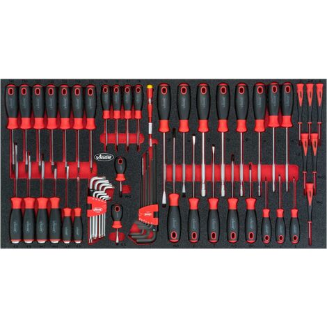 Jeu de tournevis pour séries XL ∙ V5170 ∙ Profil à 6 pans extérieurs, Profil TORX® intérieur, Profil à 6 pans intérieurs, Profil Phillips PH, Profil Pozidriv PZ, Profil à fente ∙ 0,5 x 3 – 1,6 x 10 · 
