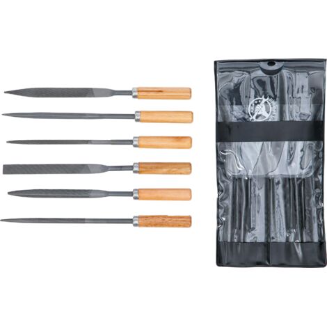 Jeu De 6 Limes à Râpe Manche Bois - Taille 3x140mm, Double Taille, Acier - Neuf Pour Menuiserie