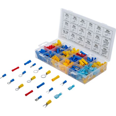 480 Pièces 30 Types Cosses Electriques A Sertir, Connecteurs Avec Douilles Isolantes Anneau Plates Fourches Et Kits Avec Coffret Assortiment 96903343