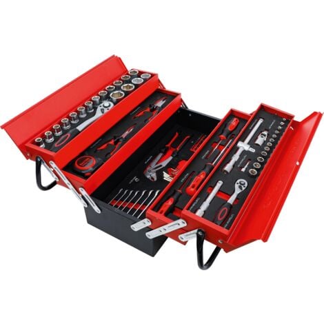 Caisse à outils métallique avec assortiment d’outils  86 pièces
