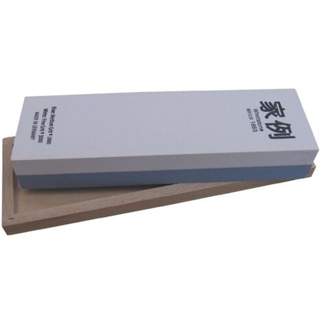 Pierre d'affûtage L200xl60xH30 mm 400/1000 dans un coffret de bois