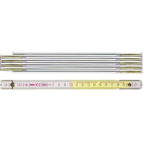 Mètre pliant 9802 longueur 2 m largeur 16 mm mm/cm CE III hêtre blanc-jaune