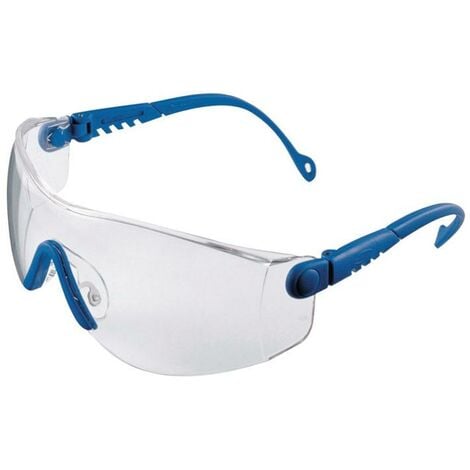 Lunettes de protection Op-Tema EN 166-1FT branches bleues, verres transparents polycarbonate