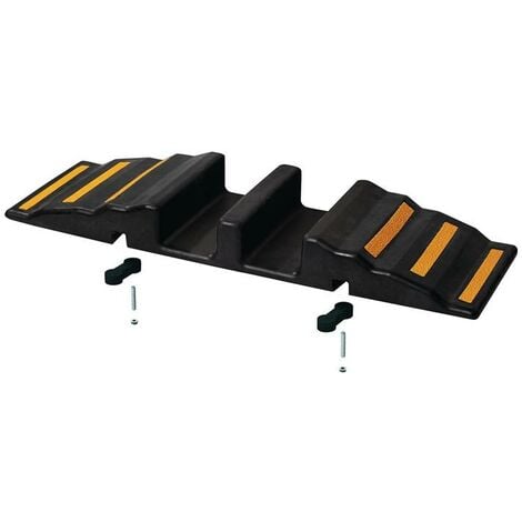 Passerelle à tuyau en caoutchouc L850xl380xH90 mm 6 bandes réflechissantes