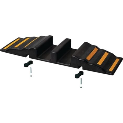 Passerelle à tuyau en caoutchouc L850xl380xH90 mm 6 bandes réflechissantes
