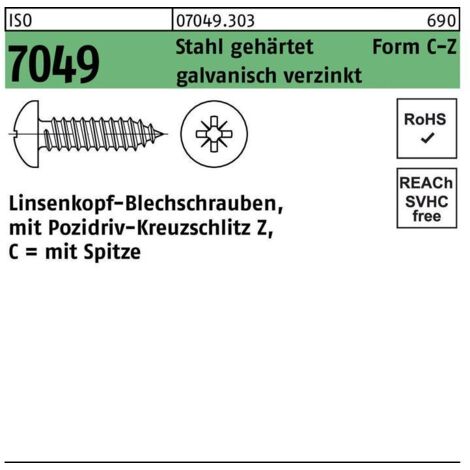 Vis Métaux Reyher ISO 7051 – Tête Fraisée Phillips, Pointe Perceuse, Zingué – Lot 2000