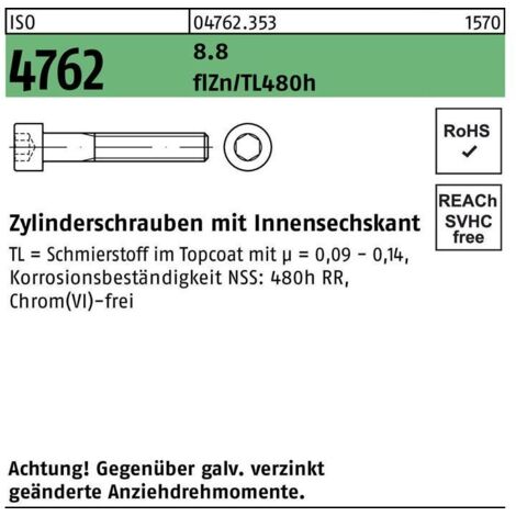 Vis Hexagonale Reyher – Filetage M6 X 40 Mm, A2, Avec Six Pans Creux, Allemande