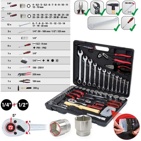 KS Tools 100 pièces Coffre à outils 1/4 1/2 - Coffret multi-outils