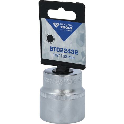 Douille 12 Pans 1/2 BRILLIANT TOOLS BT022434 - 34 Mm, Acier Chrome Vanadium - Pour Cliquet