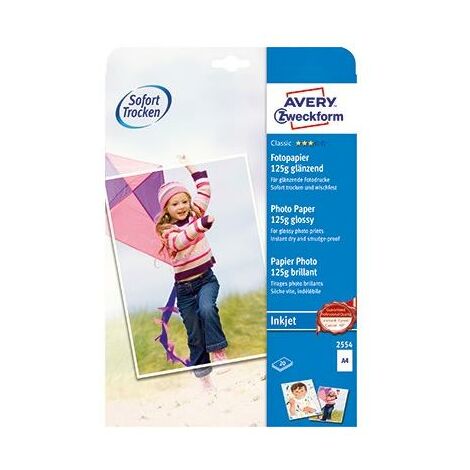 Papiers photo brillant ADHESIF - A4 - 20 feuilles - 125g