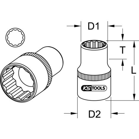 1/2" Douilles 12 pans, 28 mm