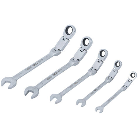 BGS Clé à Cliquet Double Articulation Coudée SW 8 Mm 6168 - Outil Pour Espaces Confinés