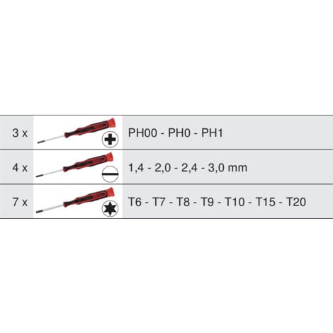 KS Tools - Coffret de 14 tournevis électroniques Fente, PHILLIPS® et TORX® - 500.7170
