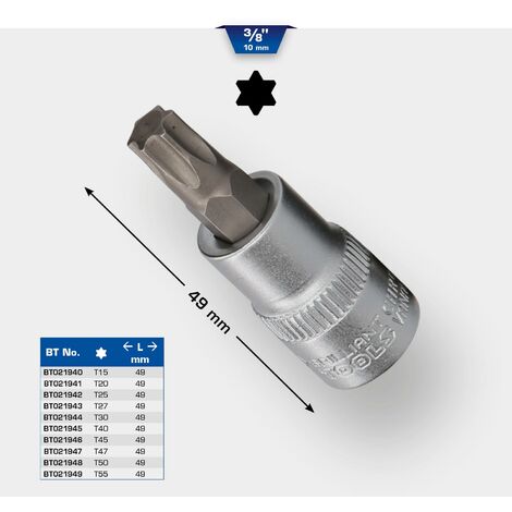 Douille Torx 3/8 – Embout T50, Marque Brilliant Tools, Réf. BT021948