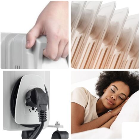 Radiateur Bain D'Huile Perel 700W - Chauffage D'appoint 7 Ailettes Avec Thermostat
