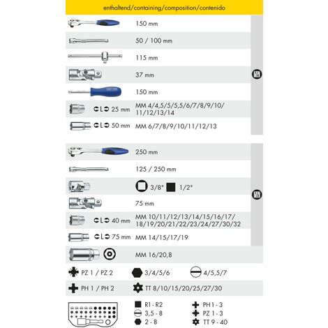 JEU DE DOUILLES 1/4" + 1/2" 50825-5015