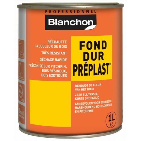 Fond dur Blanchon Préplast 1L très résistant à séchage rapide et faible odeur pour des bois intérieurs avant finition