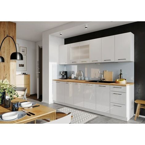 Muebles de Cocina Completa 260 cms en color Gris Claro ref-06