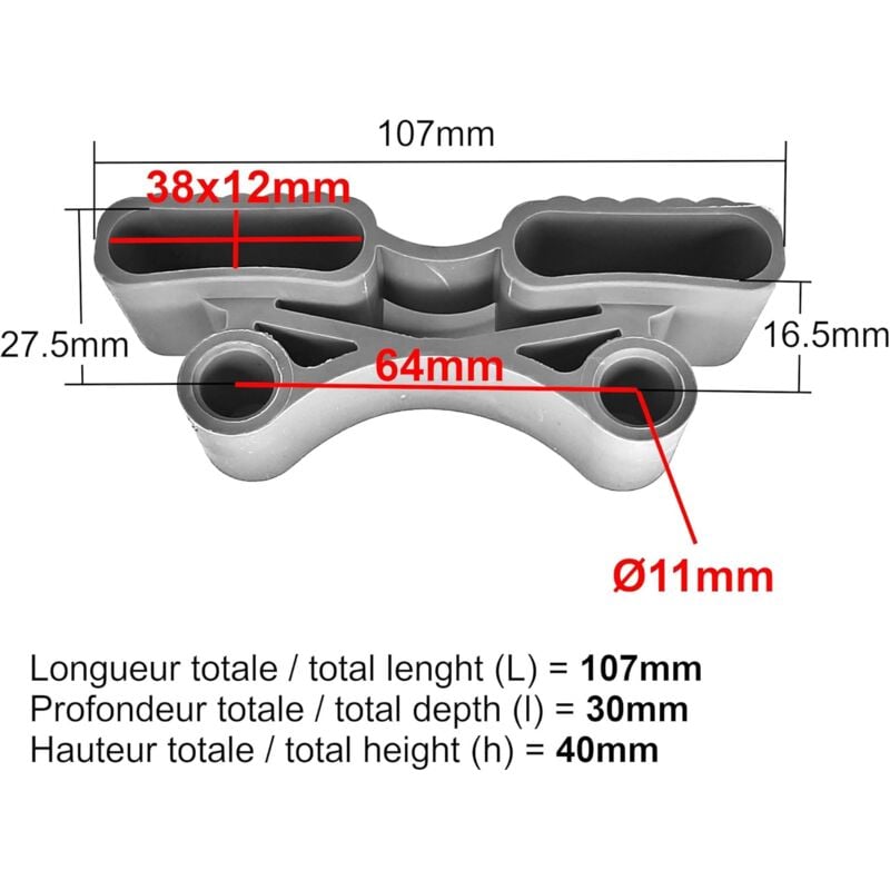 10x Support Lattes Pour Sommier 55mm - 56mm Plastique Embout Lit Meuble