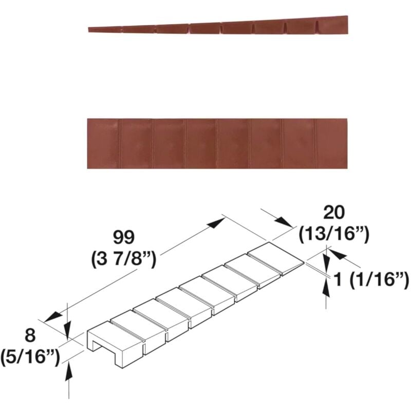 30 Pcs Meubles Cales Marron 100 X 20 X 1–8 Mm │ Doit 8 Segments │ 7 Points De Rupture
