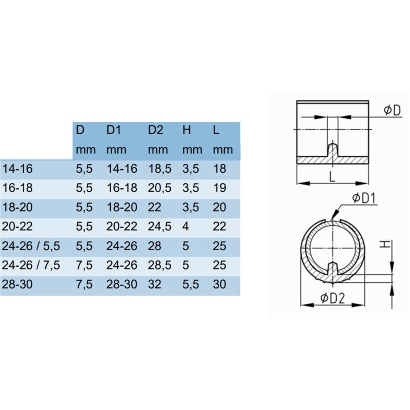 4x EMBOUT PIED DE CHAISE DIAMETRE D1 = 16 - 17mm RECTANGULAIRE