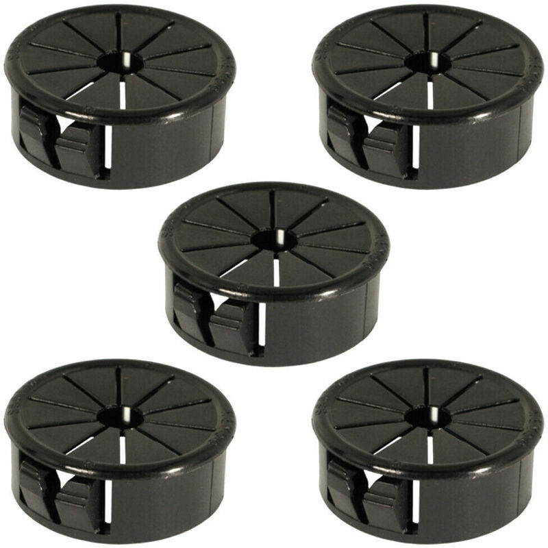 Cyclingcolors Lot De 5 Passe-fils Caoutchouc Ronds Noir - Oeillet Encastrable 29x23mm, Protection Câble Pour Bureau Armoire électrique