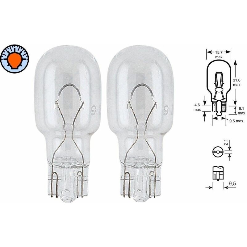 Bosch W16W Pure Light lampes auto - 12 V 16 W W2,1x9,5d - 2 ampoules