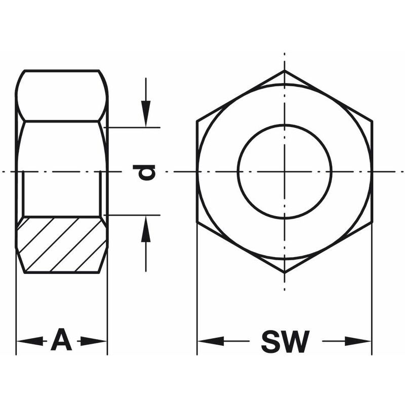 Jeu de 40 écrous hexagonaux (M3, acier galvanisé, DIN 934) - Wood