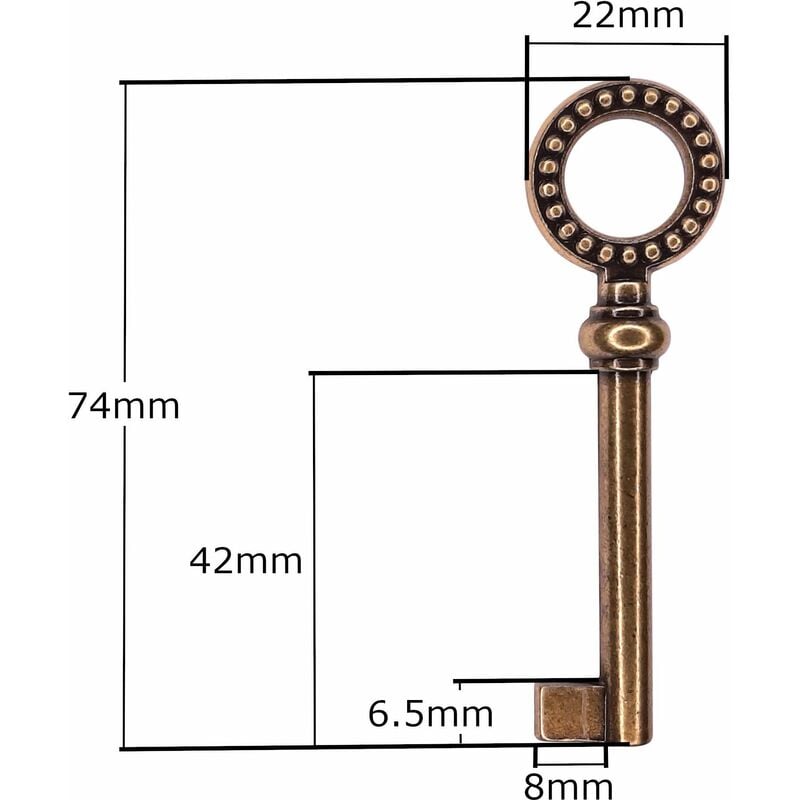 2x clé de meuble anglaise cuisse grenouille 70mm remplacement ancien  serrure décoration rustique armoire vintage