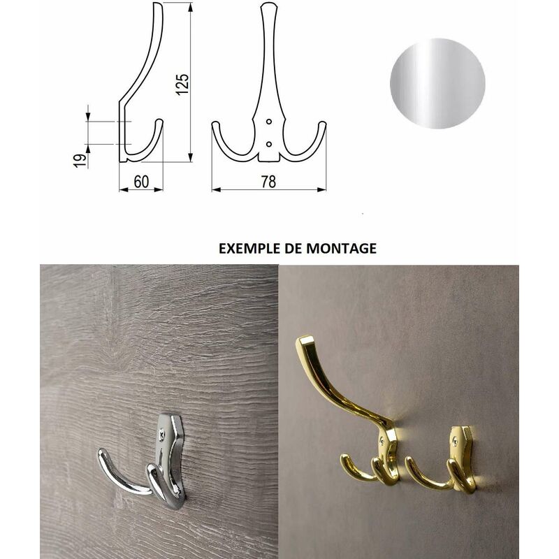 WOMAO Lot De 2 Crochets Muraux Dorés Brossés - Acier Inoxydable, Crochet Vêtements Peignoir Serviette, Fixation Murale Élégante Pour Salle De Bain Chambre Entrée