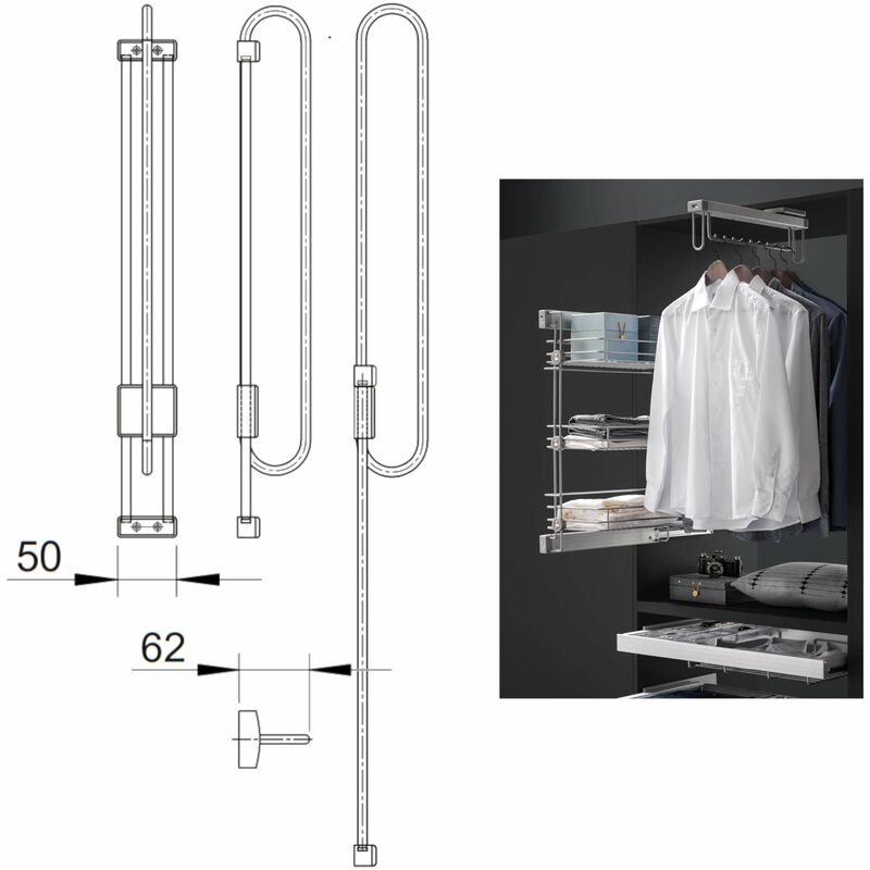 Elévateur porte cintres - Accessoires cuisines