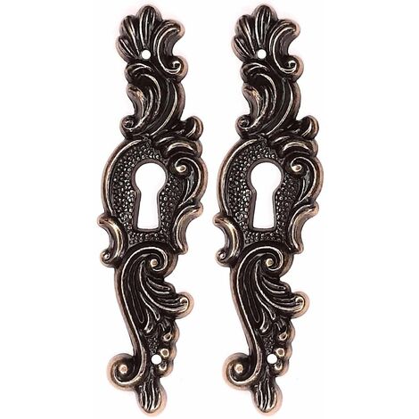Cyclingcolors – Lot de 2 entrées de clé style Louis XV en zamak finition laiton vieilli – Hauteur 85mm – Entraxe 60mm – Pour meubles anciens et décoration vintage