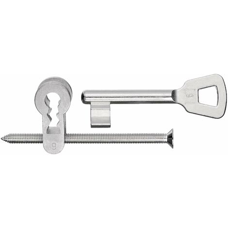 Insert de clé L pour serrures à mortaiser avec clé nickelée et vis de têtière M5x60 détachée Serrure à gorge Adaptateur Cylindre Verrou Sécurité Garniture, fermeture 3