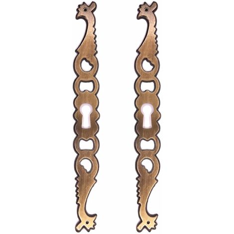 2x Entrée de coq main gauche en zamak finition laiton vieilli hauteur 145mm entraxe 130mm Rustique Serrure Ancien Décoration Vintage Meuble DIY