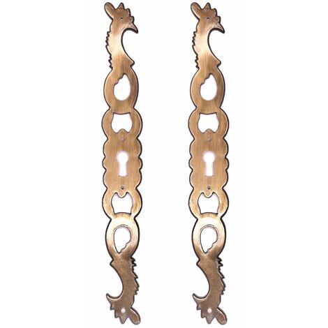 2x Entrée de coq main droite en zamak finition laiton vieilli hauteur 194mm entraxe 174mm Rustique Serrure Ancien Décoration Vintage Meuble DIY