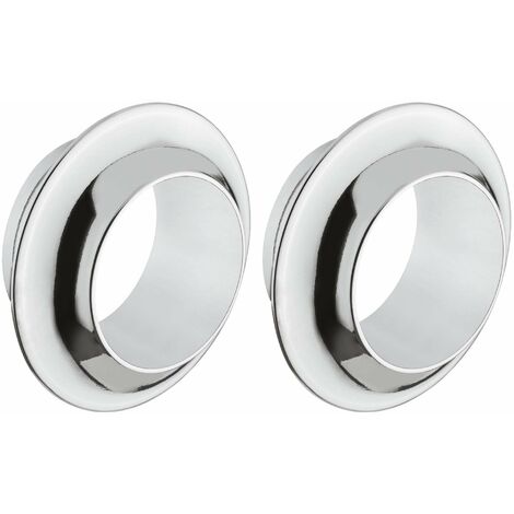 2x Rosace ronde épaisseur 13mm pour serrures espagnolettes ou à appliquer Push Lock en plastique Verrou Sécurité Rosette Meuble Porte Tiroir Placard, chromé poli