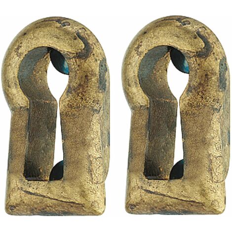 2x Douille de clé en laiton brun patiné à encastrer hauteur 24mm largeur 14mm Fixation de plaquette Entrée de clé Meuble Ancien Rénovation DIY