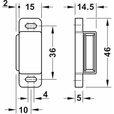 2x Loqueteau magnétique rectangulaire avec contre plaque acier