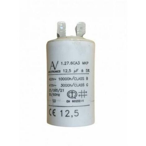 Cyclingcolors – Condensateur de pompe à eau 12,5µF – Ø35mm – Longueur 60mm – 4 cosses – Démarrage permanent pour moteur piscine et puit